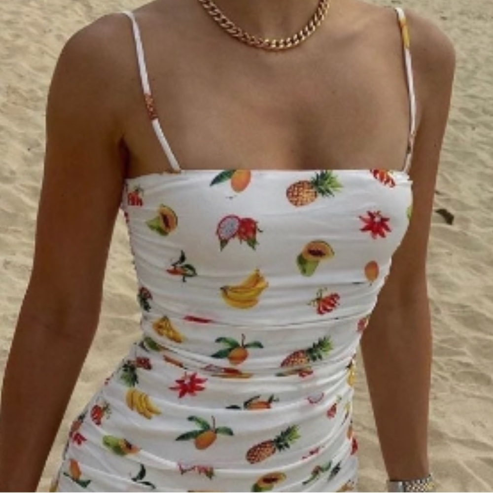 WeWoreWhat White Dress with Fruit Print
